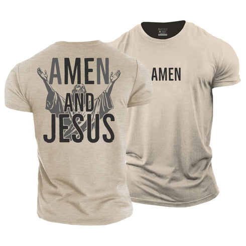 Men's Amen and Jesus Cotton T-Shirt