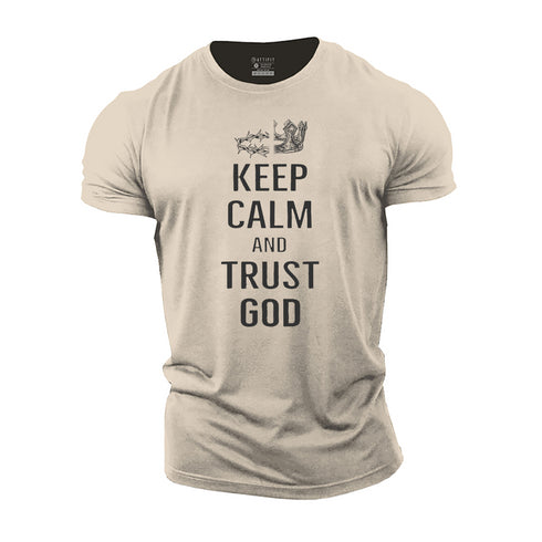 Men's Keep Calm and Trust in God Cotton T-Shirt
