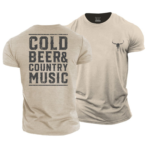 Men's Cold Beer and Country Music Cotton T-Shirt