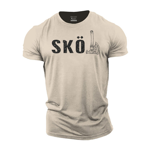 Men's Skol Vikings Axe Cotton T-Shirt