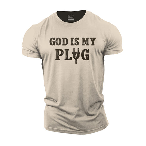 Men's God Is My Plug Cotton T-Shirt