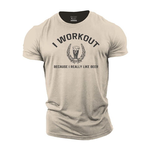Men's I Workout Because I Really like Beer Cotton T-Shirt