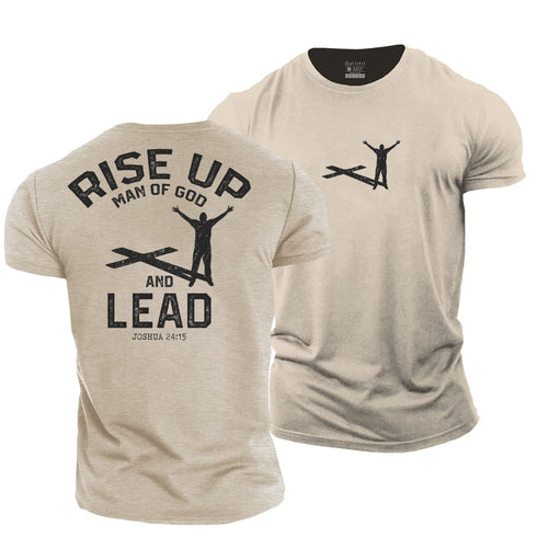 Men's Men of God Rise Up and Lead Cotton T-Shirt