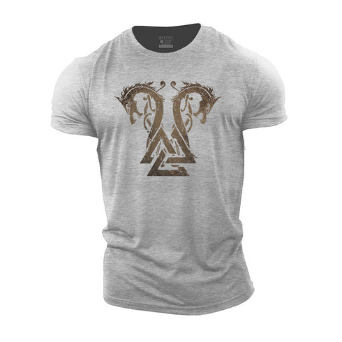 Men's Twin Viking Dragons Cotton T-Shirt