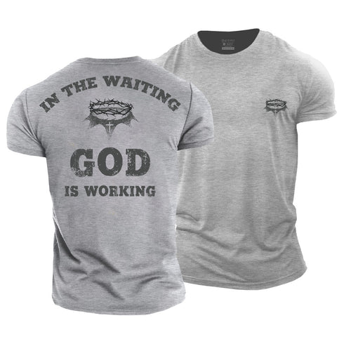 Men's In The Waiting, God Is Working Cotton T-Shirt