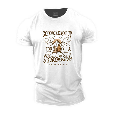 Men's God Woke You Up For A Reason Cotton T-Shirt