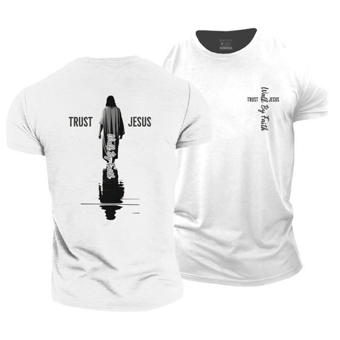 Men's Trust Jesus Walk By Faith Cotton T-Shirt
