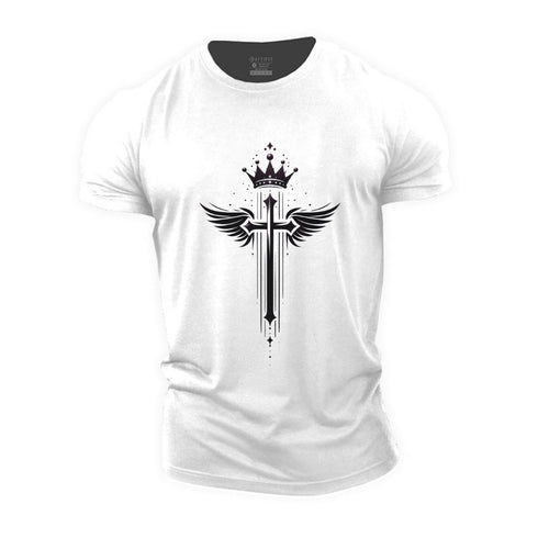 Men's Cross And Wings Cotton T-Shirt
