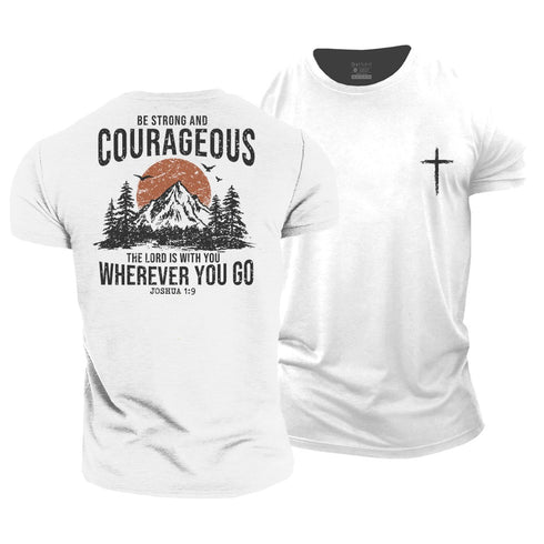 Men's Be Strong and Courageous Cotton T-Shirt