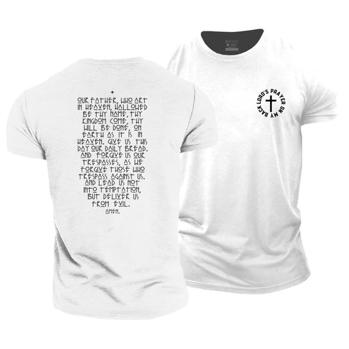 Men's Lord's Prayer On My Back Cotton T-Shirt