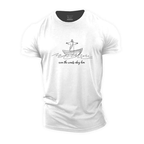 Men's Even The Winds Obey Him Cotton T-Shirt