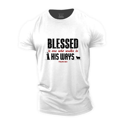 Men's Blessed Is One Who Walks In His Ways Cotton T-Shirt