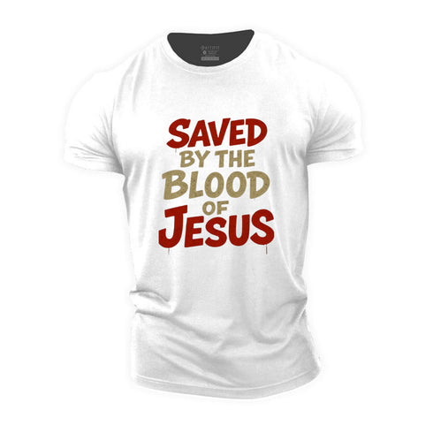 Men's Saved By The Blood Of Jesus Cotton T-Shirt