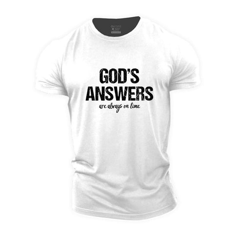 Men's God's Answers Are Always On Time Cotton T-Shirt