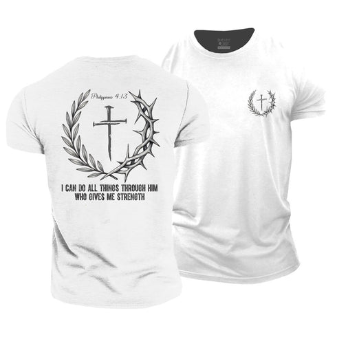 Men's I Can Do All Things Through Him Who Gives Me Strength Cotton T-Shirt