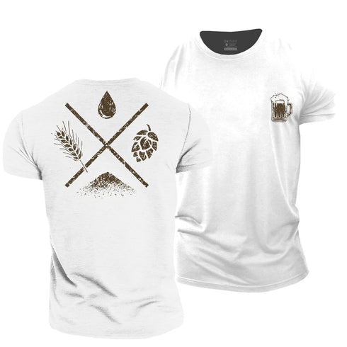 Men's Home Brew Beer Ingredients Essential Cotton T-Shirt