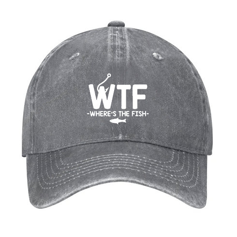 Men's WTF - WHERE'S THE FISH FUNNY PRINT CAP