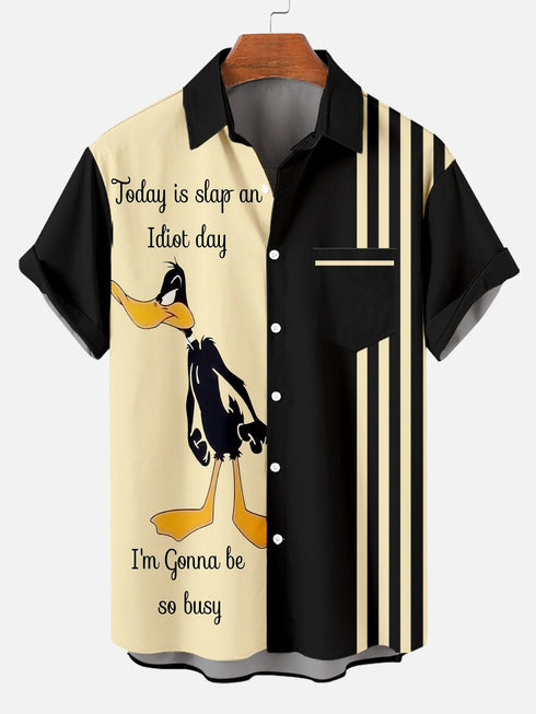 Men's Christmas Cartoon Funny Graphic Short Sleeve Hawaiian Shirt