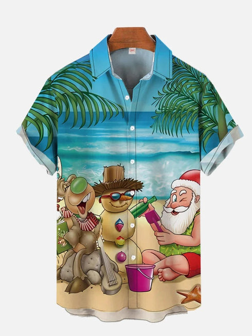 Men's Christmas Funny Graphic Short Sleeve Hawaiian Shirt