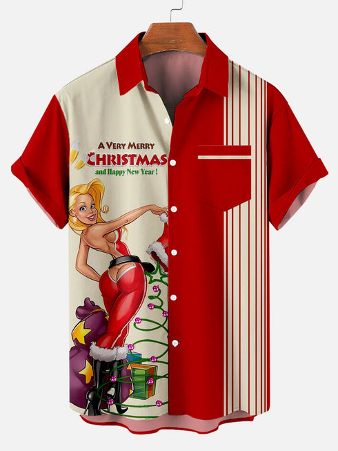 Men's Christmas Funny Graphic Short Sleeve Hawaiian Shirt