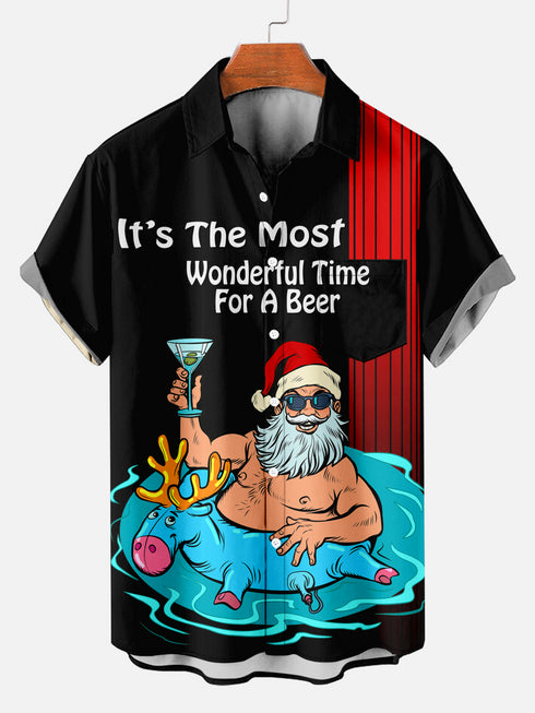 Men's Christmas Funny Graphic Short Sleeve Hawaiian Shirt