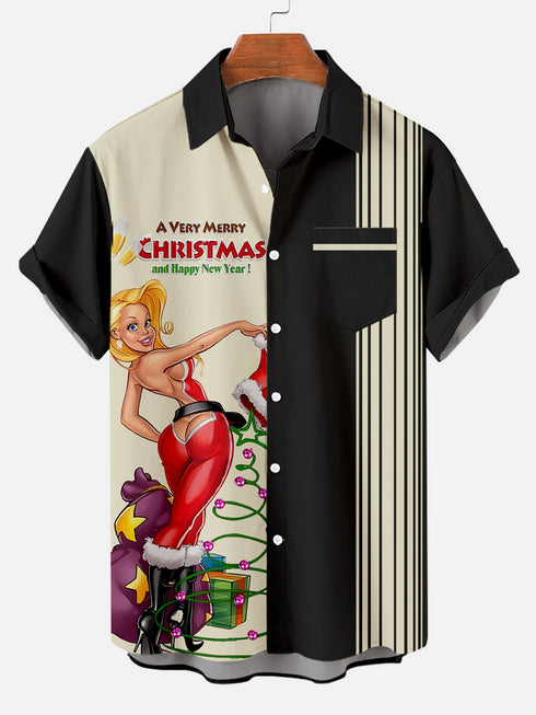 Men's Christmas Funny Graphic Short Sleeve Hawaiian Shirt