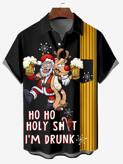 Men's Christmas Funny Graphic Short Sleeve Hawaiian Shirt