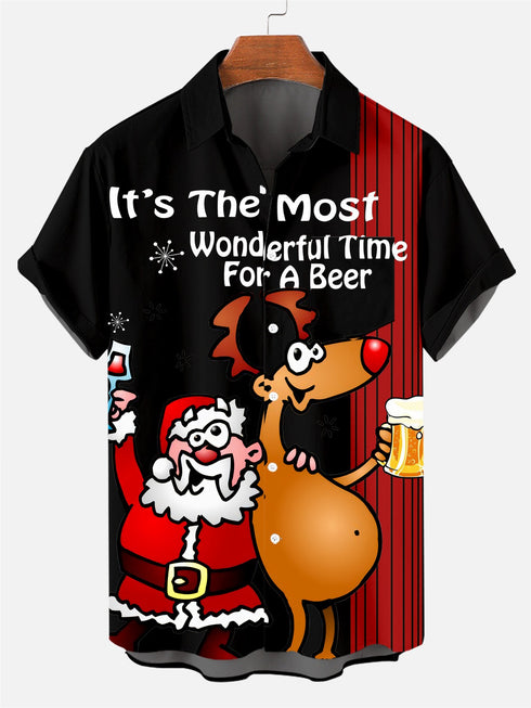 Men's Christmas Funny Graphic Short Sleeve Hawaiian Shirt