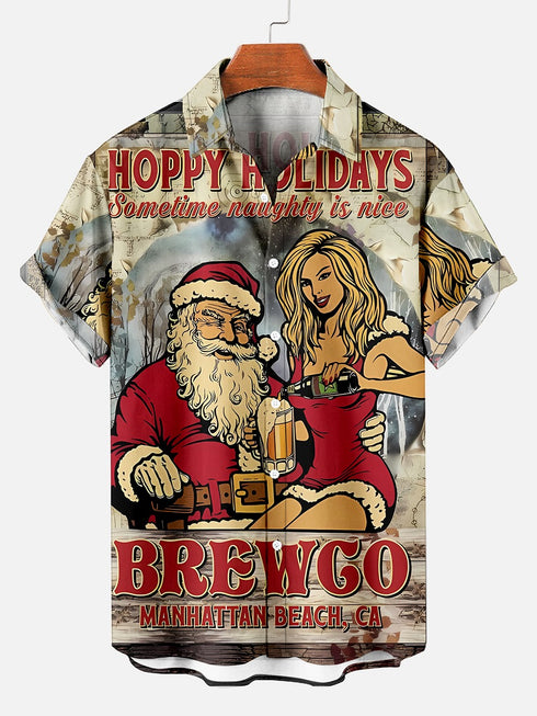 Men's Christmas Funny Graphic Short Sleeve Hawaiian Shirt