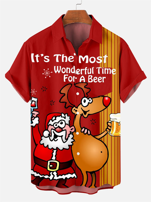 Men's Christmas Funny Graphic Short Sleeve Hawaiian Shirt
