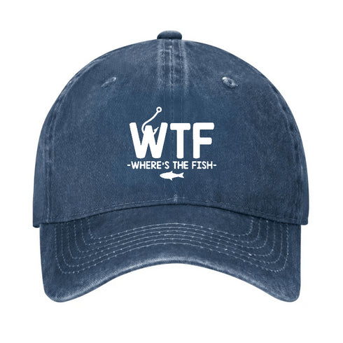 Men's WTF - WHERE'S THE FISH FUNNY PRINT CAP